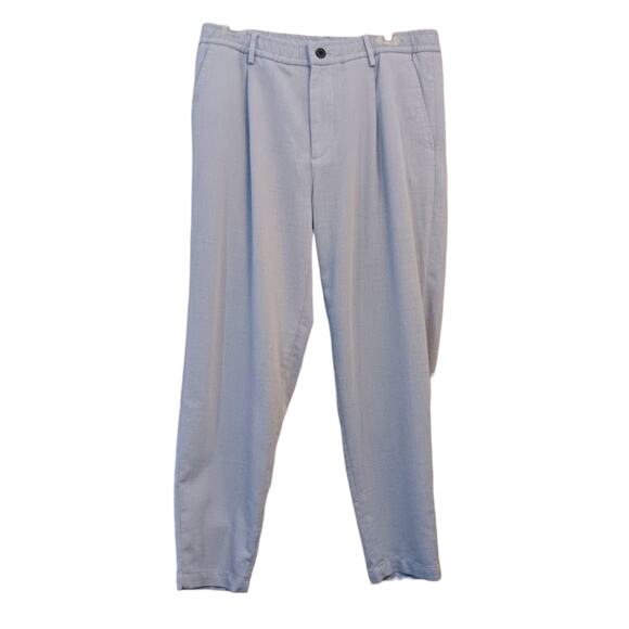 ZARA Textured Knit 2 Piece Set Pants Short Sleeve Top Size L Stretch Blue Purple - Picture 2 of 14